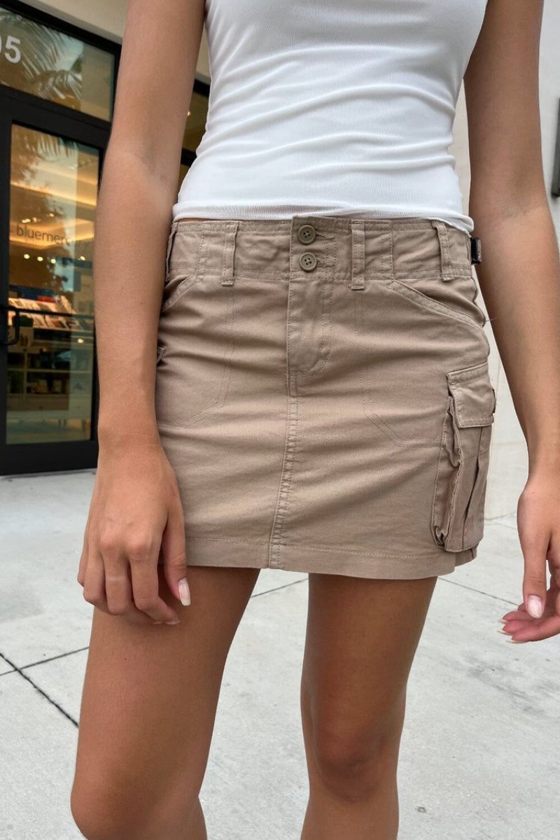 Jupe Brandy Melville Beverly Cargo Mini Beige | MZR-46371985